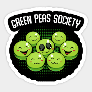 Peas - Green Peas Society - Cute Kawaii Vegan Pun Sticker